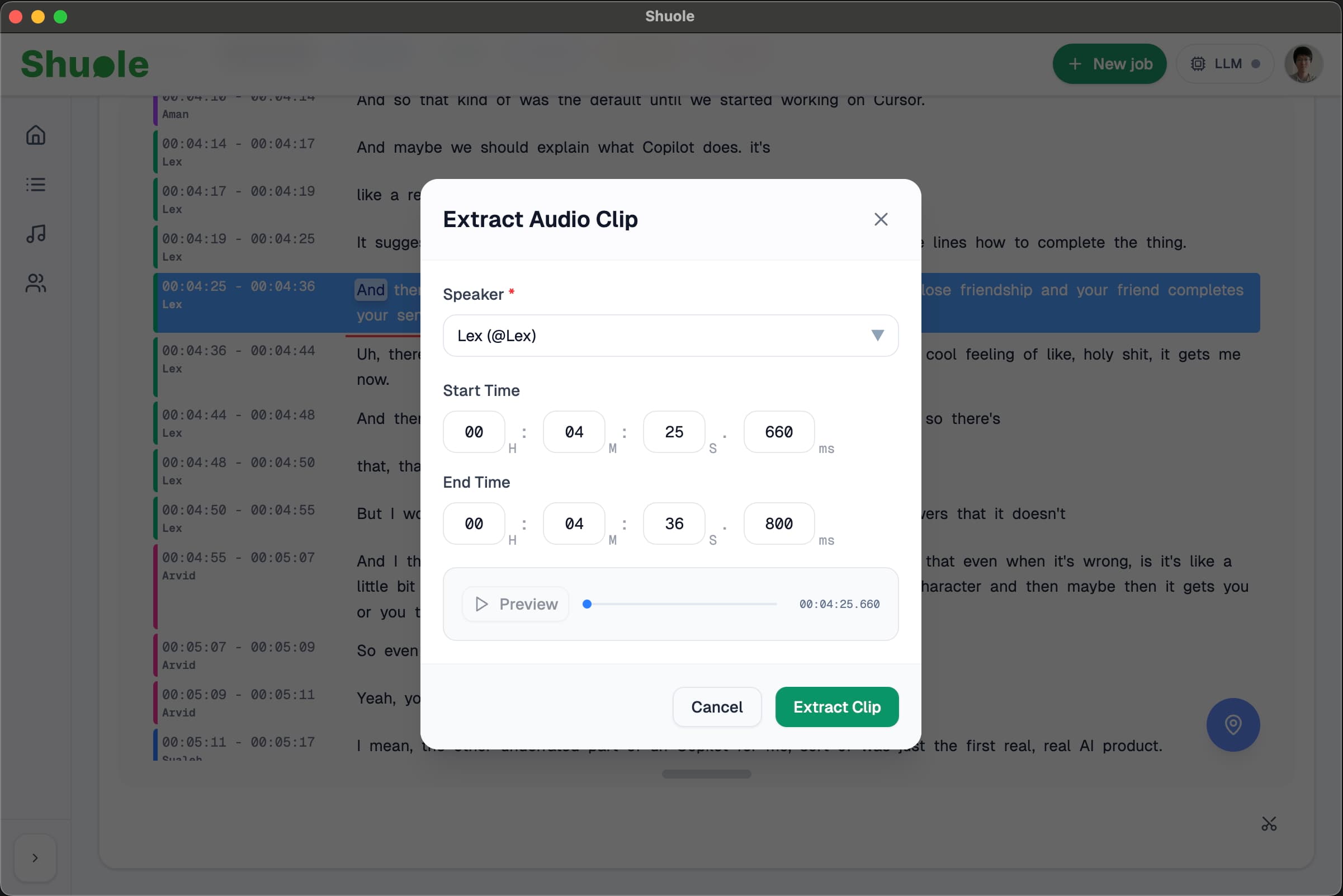 Audio clip extraction