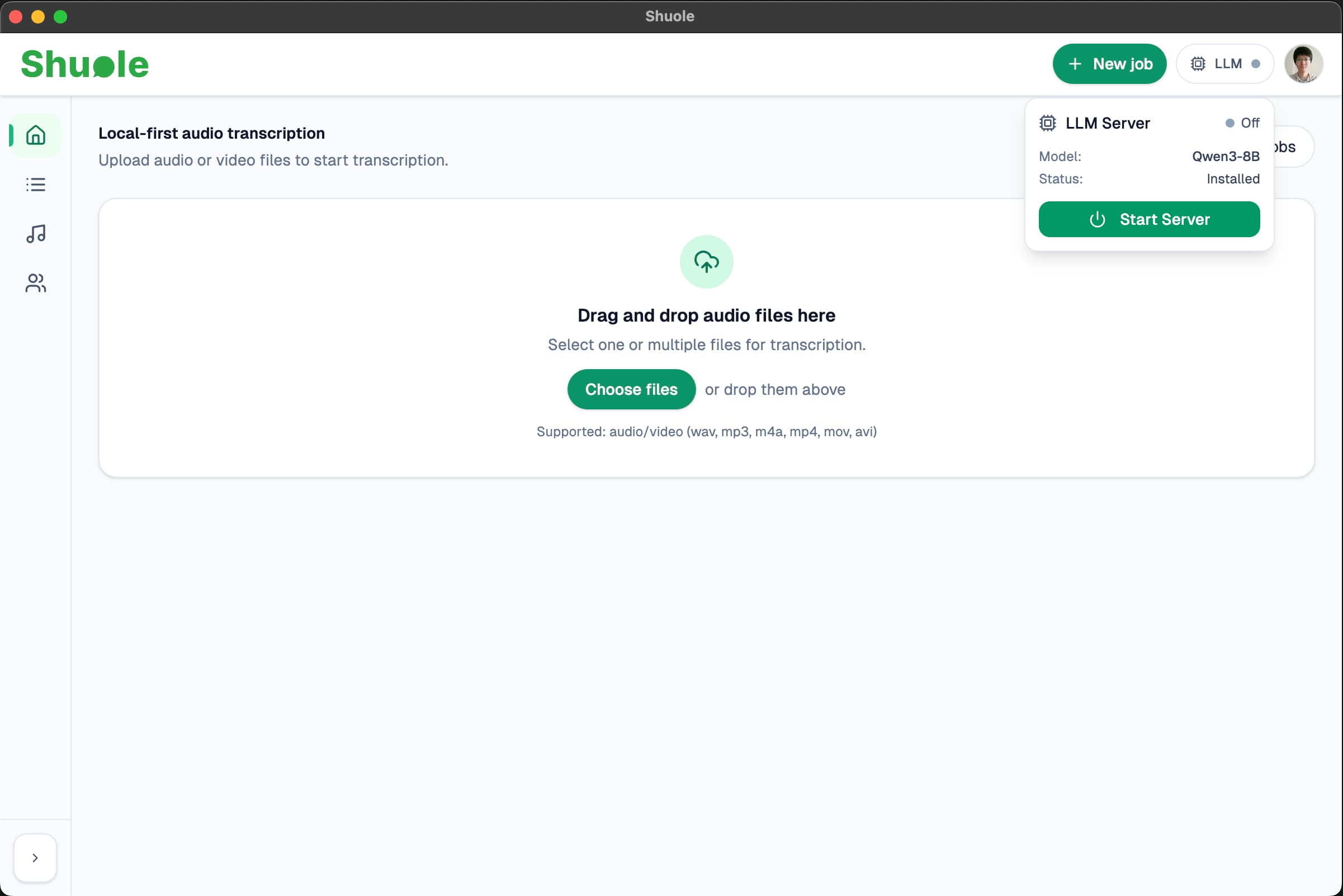 LLM server starting popup