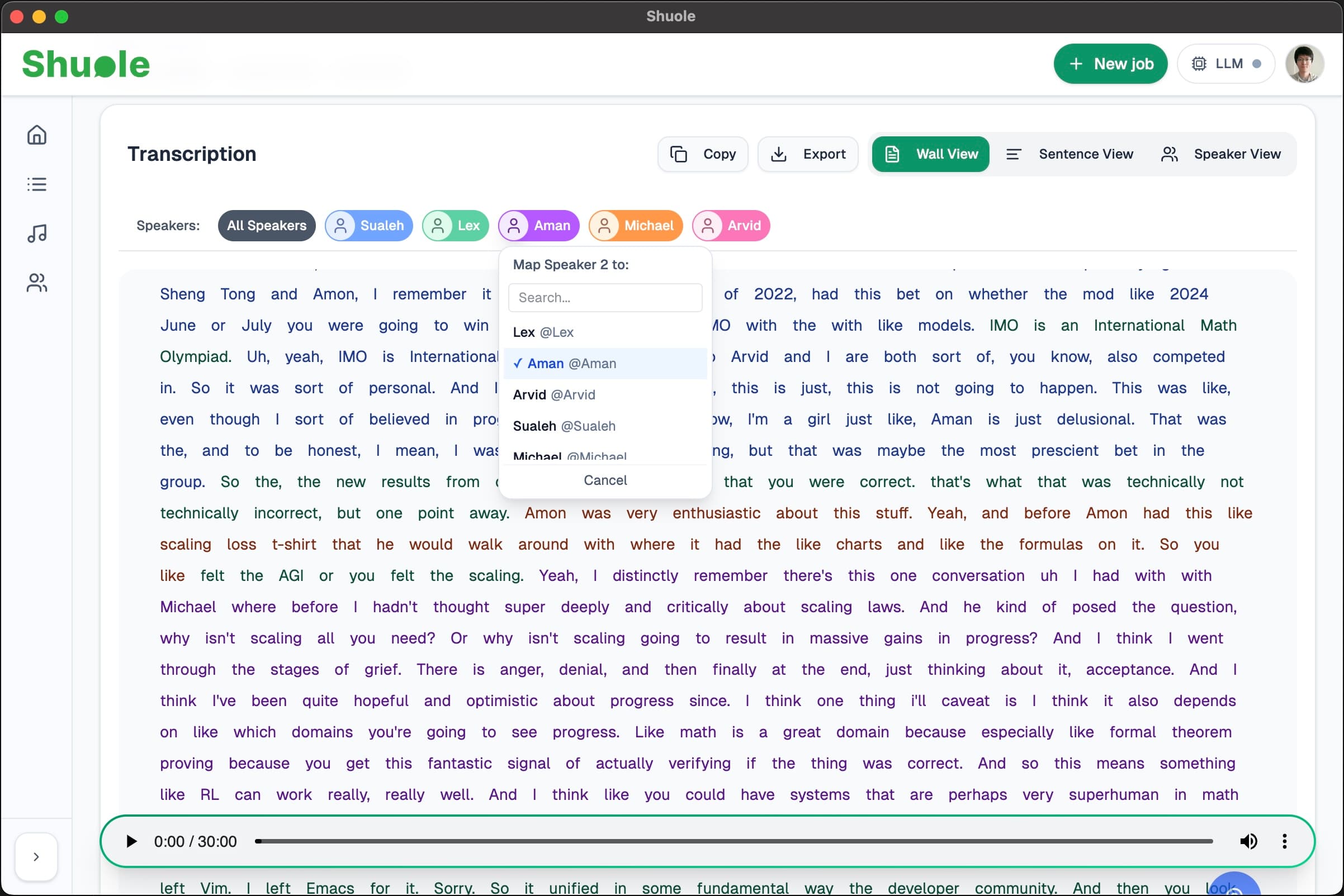 Map detected speakers to real names